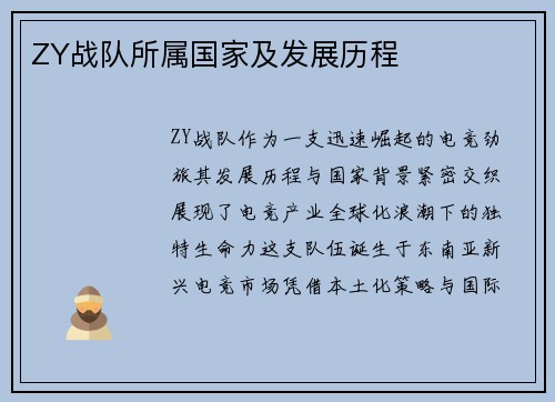 ZY战队所属国家及发展历程